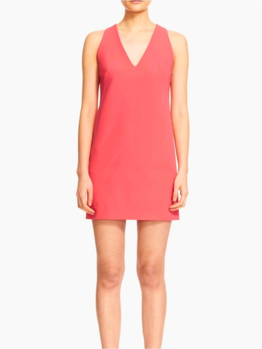 Milly Rose V-Neck Sleeveless Crepe Modern Halter Mini Sheath Dress, 8